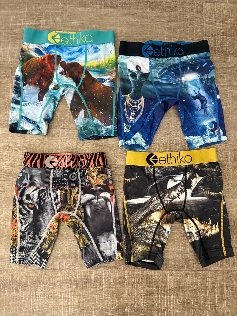 ethika Boys Graphic Boxer Briefs - Teal, Blue, Yellow, Black